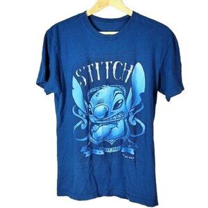 Disney Parks Stitch T Shirt Blue Medium Lilo Est 2002 Short Sleeve Coat of Arms